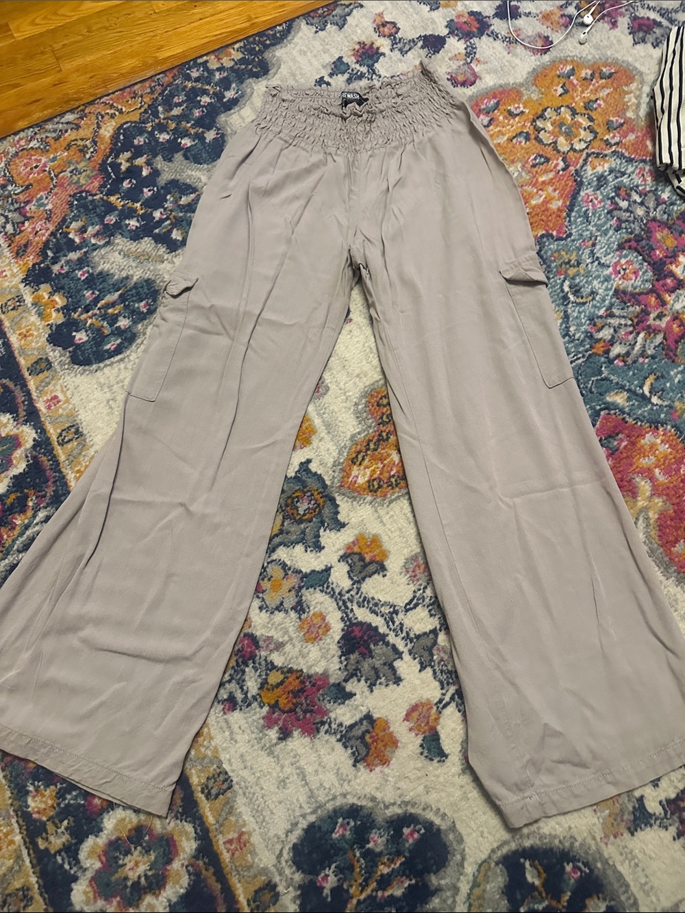 Light Taupe Rewash Brand Wide-Leg Cargo Pants